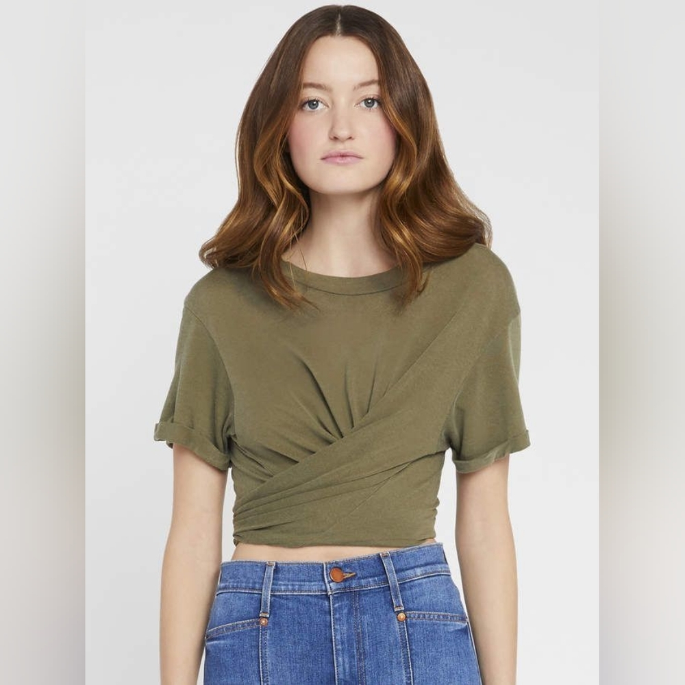 Alice + Olivia Jasper roll sleeve tee